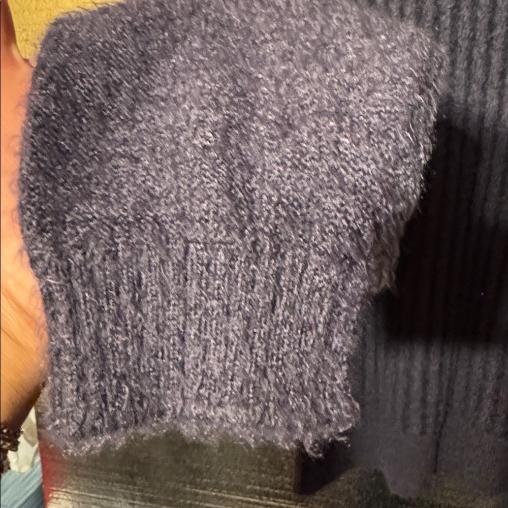 FREE PEOPLE BIG CITY GRAY RIBBED TURTLENECK PULLOVER SOFT FUZZY TUNIC SWEATER XS - Picture 5 of 7
